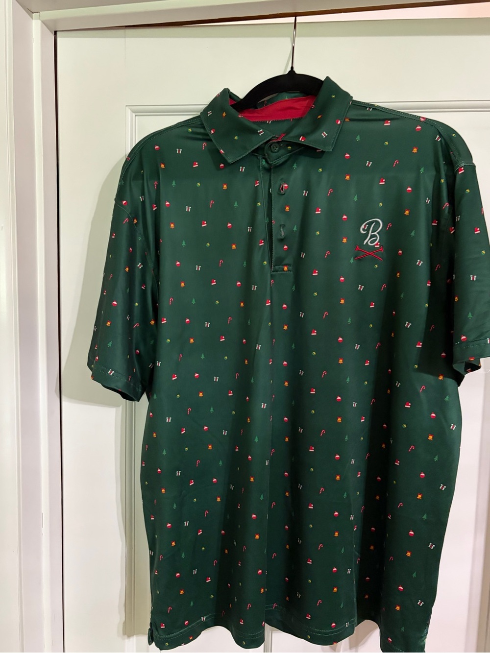 Barstool Embroidered B Logo Forest Green Men's Polo